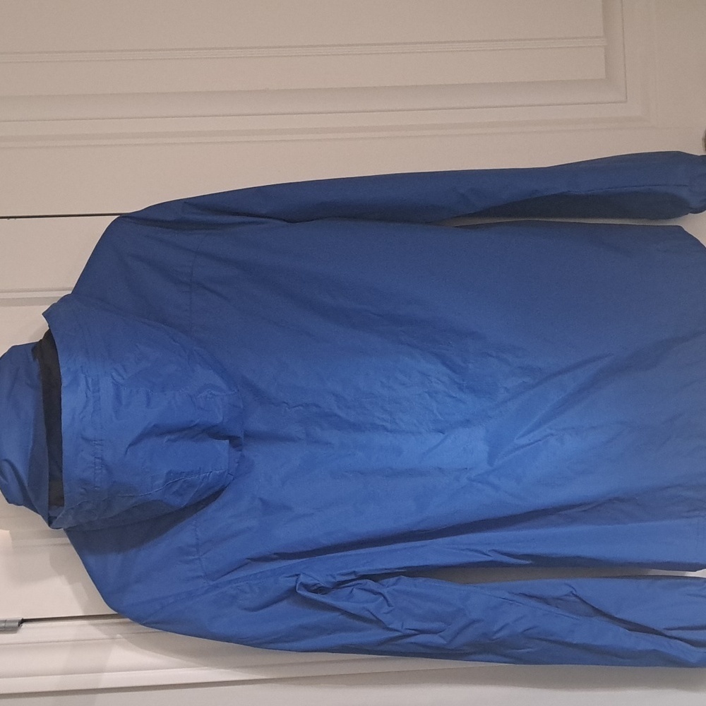Mens FAR WEST blue windbreaker jacket zip mesh lined tuck away hood nylon SMALL - Picture 2 of 11
